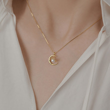 星球月亮吊坠珍珠项链女个性气质优雅小众设计轻奢不褪色锁骨颈链