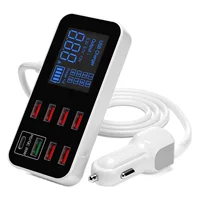 Двойное многопортовое автомобильное зарядное устройство USB U с дисплеем Светодиодное автомобильное цифровое автомобильное зарядное устройство 8 Автомобильное зарядное устройство с идентификацией портов