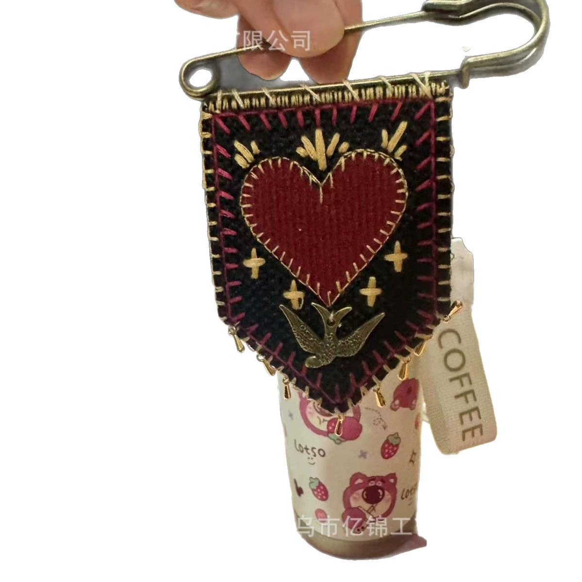 Textile brooch, pin, for import