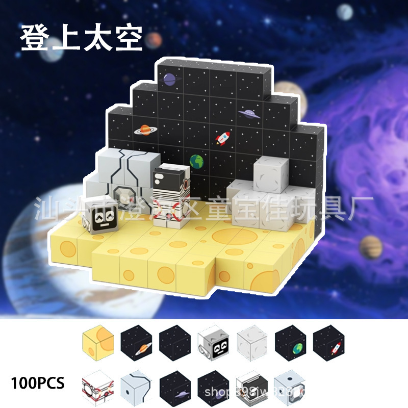 外贸跨境磁力拼装积木益智3d立体磁性六面拼图拼搭熊猫模型玩具|undefined