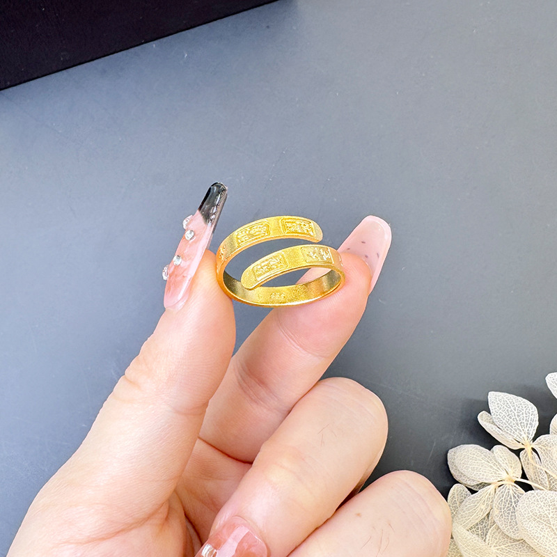 Anillo abierto auspicioso de Vietnam Sha Jin girar buena suerte aleación de cobre no se desvanecerá anillo fábrica de joyas al por mayor