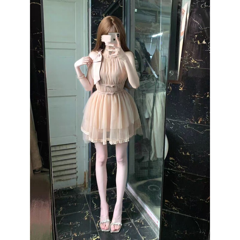 Slightly Tipsy, Pure and Alluring, Figure-Flattering A-Line Short Skirt, Asymmetrical Hem Dress, Exquisite and Super Pretty Sleeveless Dress for Summer