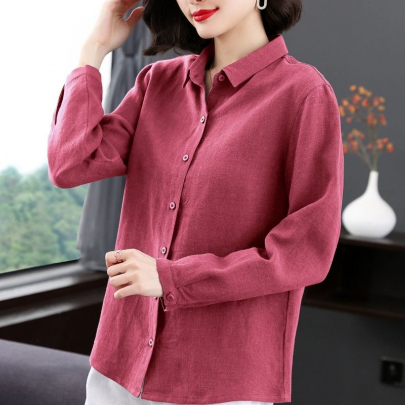 Summer New Shirt Women's Solid Color New Spring Style Women's Loose Flesh-Covering Shirt Lining Mother's Thin Coat