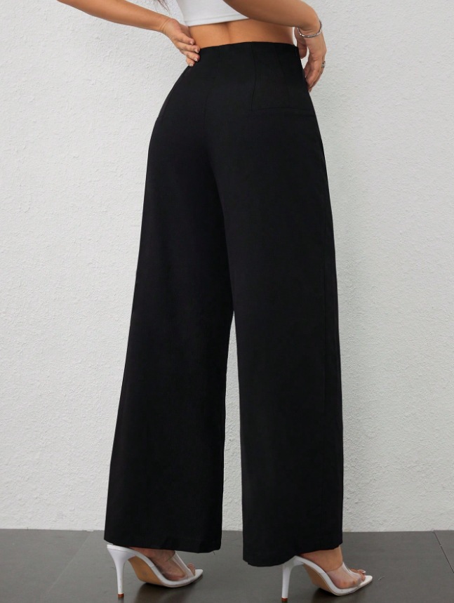 Pantaloni a gamba larga donna autunnali casual fluidi sfiancati_voghion.com