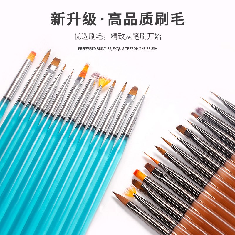 2022 Nuevo producto transfronterizo Juego de tubos de cepillos para uñas Bolígrafo de hilo Bolígrafo de fototerapia Juego de cepillos especiales para puntos de uñas