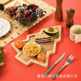 新款圣诞节装饰托盘圣诞树水果零食糖果盘节日派对甜品蛋糕盘餐盘