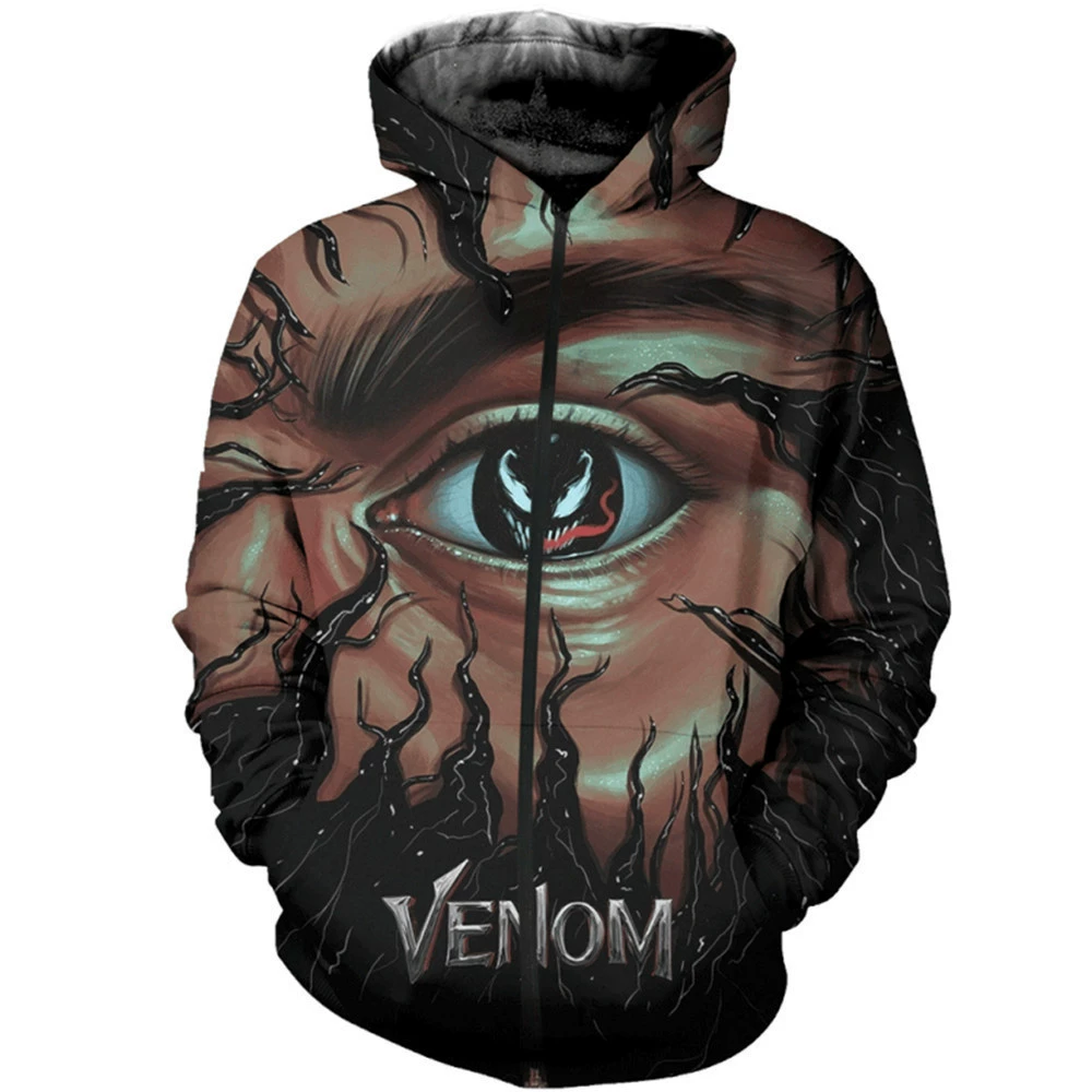 AliExpress Amazon Подростки Весна и Осень Толстовка с 3D цифровым принтом Venom Pattern Повседневная Свободная