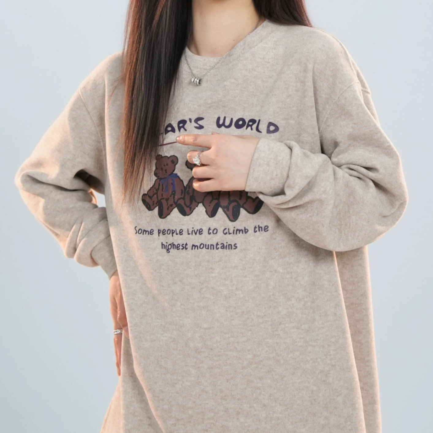 Женская тройка медвежонка толстая толстая толстовка зимняя 2024 новая модная толстовка