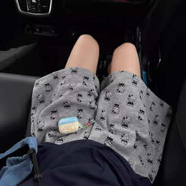 K64#卡通猫咪凹凸立体印花运动短裤女夏季设计感宽松休闲阔腿裤