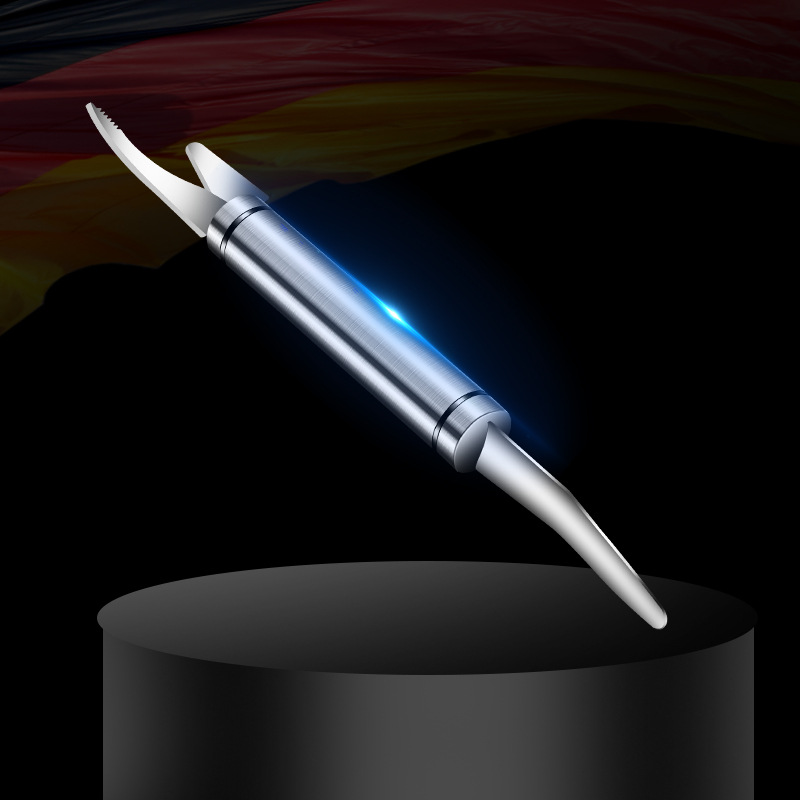 Stainless steel shrimp vein remover multi-function two-headed shrimp knife, intestinal opener, shrimp shell peeler, fish belly opener, fish scale scraper, duck intestinal opener