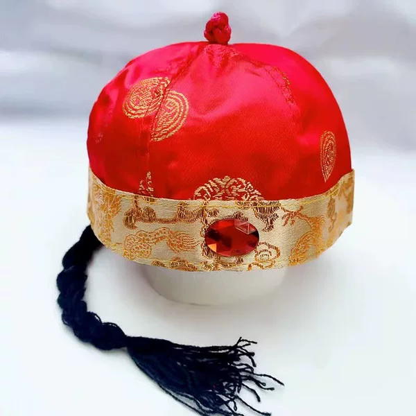 Tang Costured Hat Baby Festive Red Master Hat Full Moon Argo Hat Prince Hat Ancient Costentation Performance Hat