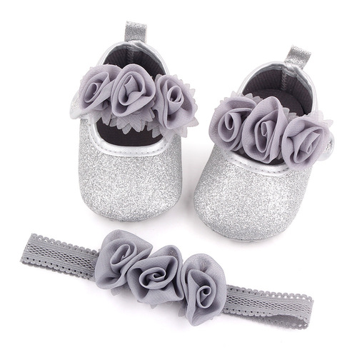 Baby Princess Shoes Cute Headband Set Soft Soled Toddler Shoes Baby Shoes Headband Hairband 2-piece Set 2627