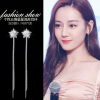 South Korean fashionable goods, silver needle, long retro metal earrings from pearl, silver 925 sample