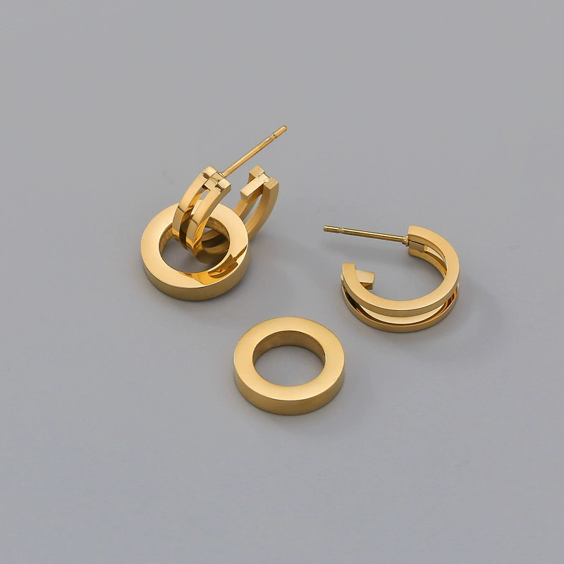 Серебряные сережки из нержавеющей стали, аксессуары, 18 карат, простой и элегантный дизайн