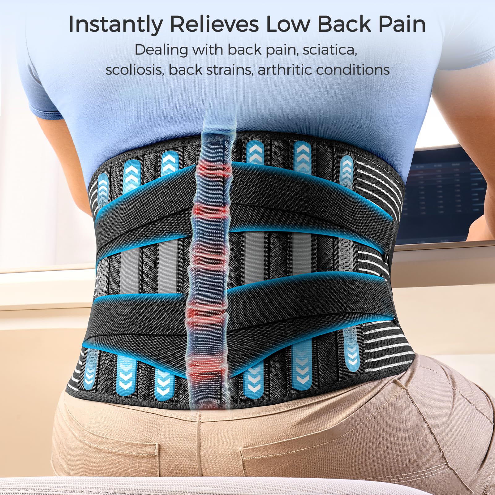 Cinturón de Soporte Lumbar Deportivo Transfronterizo para Baloncesto, Cinturón de Compresión Doble para Fitness para Adultos, Cinturón de Soporte Lumbar para Correr y Moldear la Figura image 3