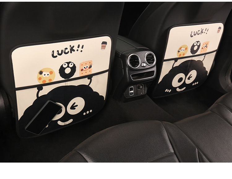Car Seat Back Anti-Kick Pad Storage Bag Kidsren's Anti-Kick Pad Cartoon Cute Briquettes Car Rear Anti-Kick Anti-Fouling Pad