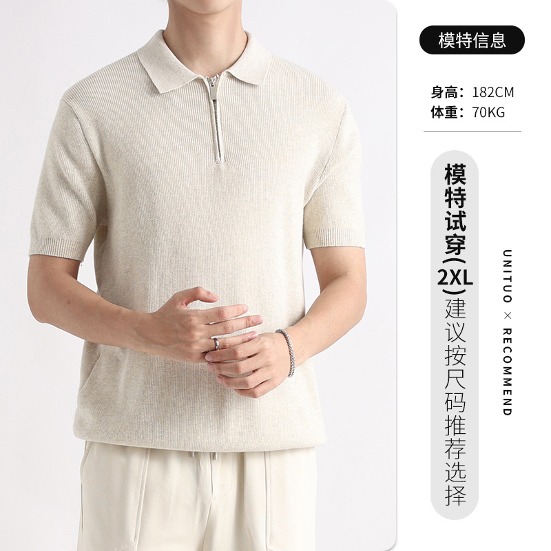 El dinero viejo hombre polo de punto de manga corta hombre de verano lujo ligero de alto nivel con tapa de negocios camiseta casual chaqueta de hombre