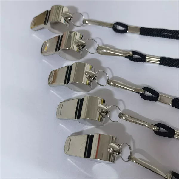 Factory Direct stainless steel whistle 6-word metal referee whistle fans Whistle Sports supplies with rope