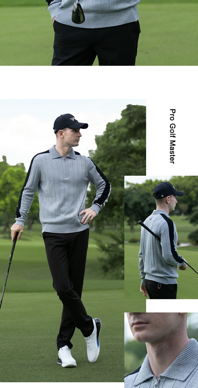 Áo len golf nam PGM sọc kẻ chống gió ấm áp — YF755-Áo len xanh hải quân [Thiết kế len sọc/màu tương phản], YF755-Áo len trắng [Thiết kế len sọc/màu tương phản], YF755-Áo len xám mặt trăng [Thiết kế len sọc/màu tương phản] chi tiết 13