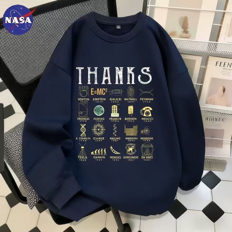 Nasa Autumn and Winter Heavyweight Crewneck Sweatshirt Great Scientific Inventors Newton Einstein Creative Tops for Men and Women Nasa Autumn and Winter Heavyweight Crewneck Sweatshirt Great Scientific Inventors Newton Einstein Creative Tops for Men and Women
