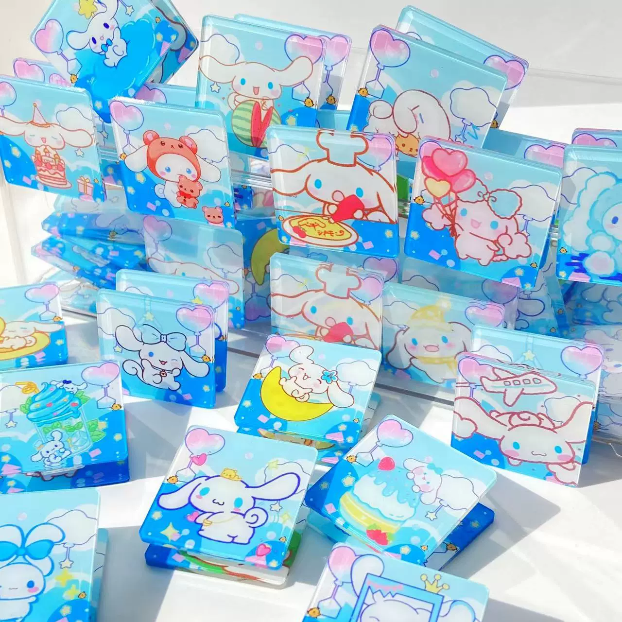 Cartoon square sticker for buttock skin, acrylic storage system, 50 pieces