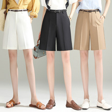 高级设计感女裤轻时尚高腰休闲气质短裤品牌垂感显瘦百搭直筒西裤