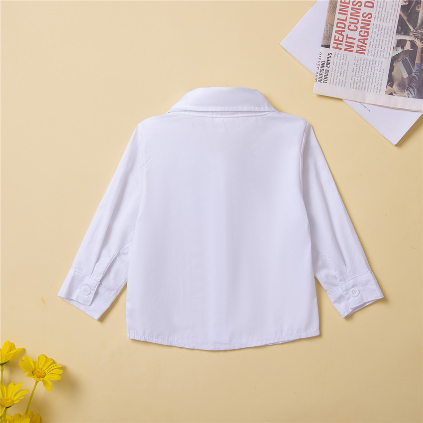 Spring and Autumn New Gentleman's Set Fashion Boys' Baby White Tie Shirt+Strap Pants_voghion.com