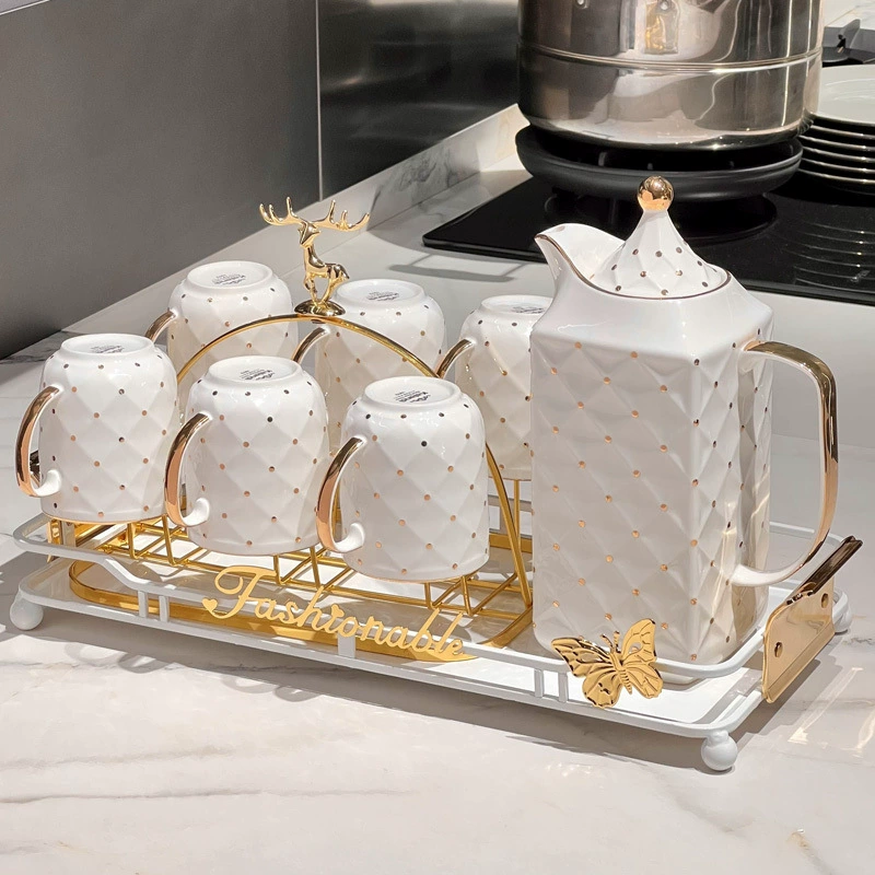 Подарочный набор из кружек в стиле лёгкой роскоши для дома, гостиной, высококачественные кружки, кружки для воды, чайник, полный комплект свадебных подарков