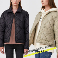 11268两色菱格翻领轻便短款鹅绒服女式秋冬新款