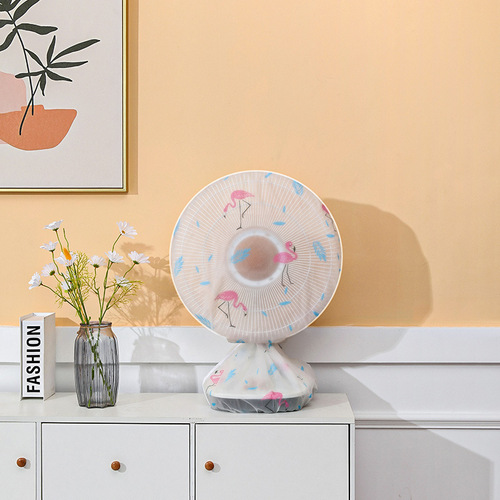Creative printed three-dimensional fan dust cover floor-standing all-inclusive protective cover PEVA household desktop fan cover wholesale