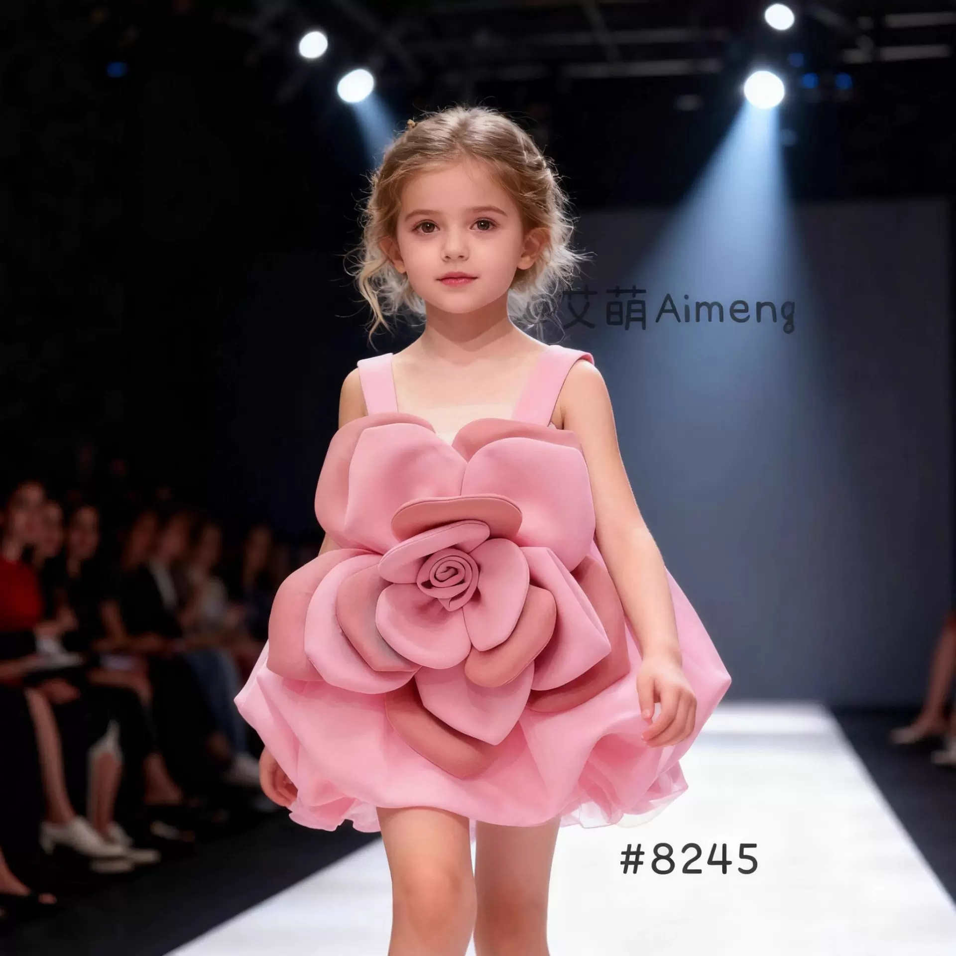 ins速卖通儿童礼服女宝公主裙粉色花朵生日裙小女孩花童连衣裙