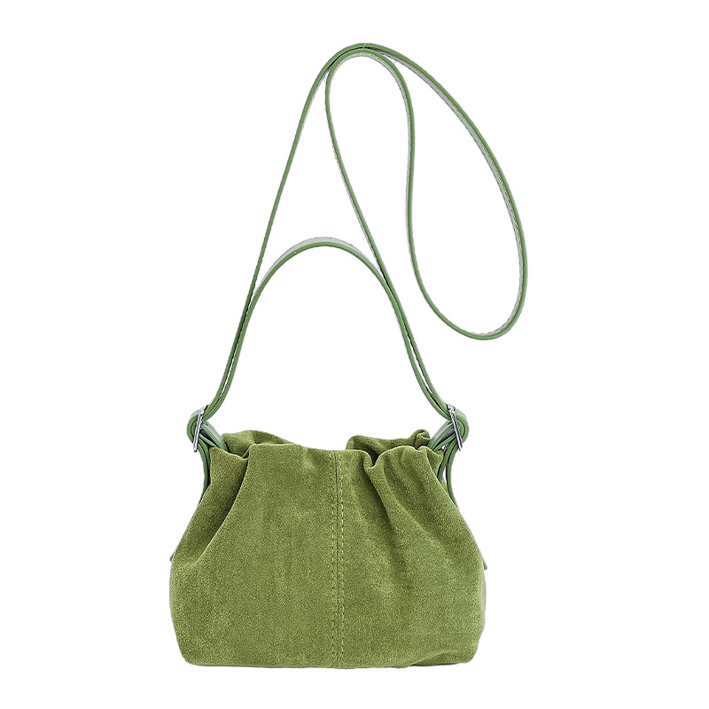 Korean Style 2025 New Red Suede Drawstring Bucket Bag Simple Versatile Commuter Shoulder & Crossbody Bag - Thumbnail 7
