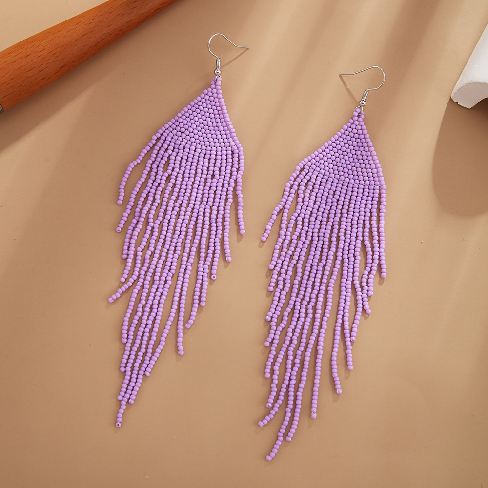 1 Pair Vacation Solid Color Glass Drop Earrings display picture 3