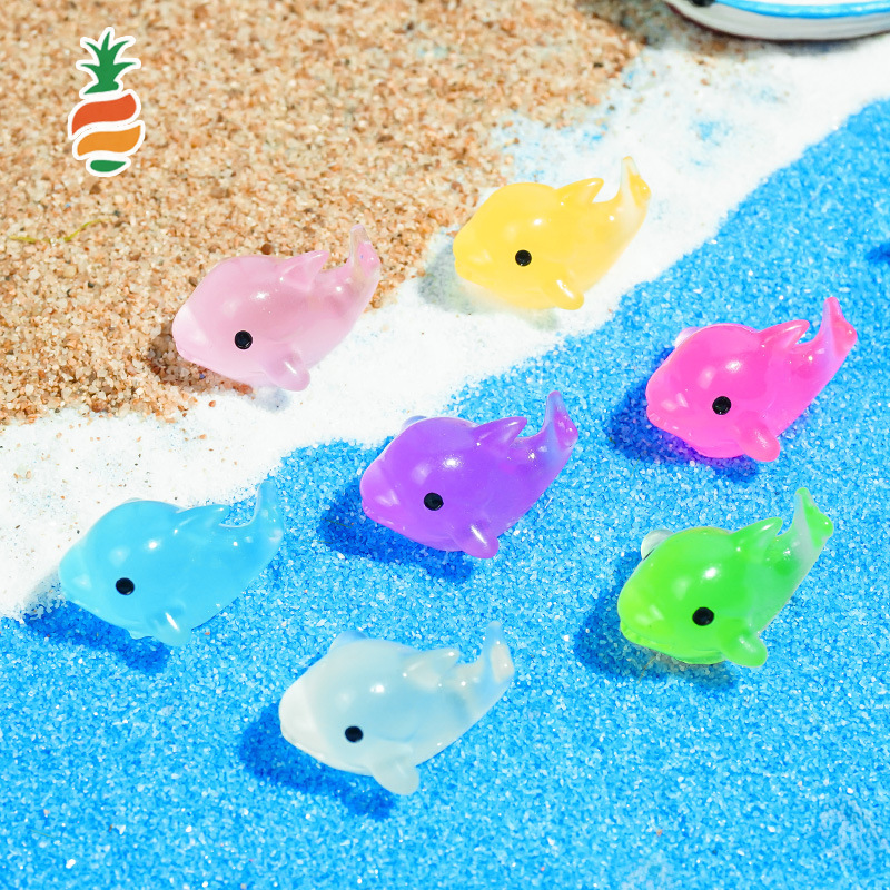 Luminoso y colorido delfín micro paisaje creativo lindo acuario pecera accesorios de decoración de bricolaje mini adornos