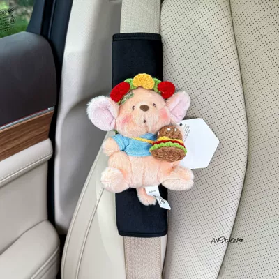 Sürətlər qutusu və əl tormozu başlıqları, Car Seatbelt Shoulder Pad Car - black-velvet-shoulder-pads-hamburger-hat-with-hamburger-on-the-back-authentic-little-bean-flower-single