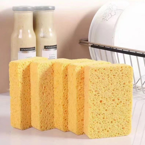 Natural wood pulp cotton scouring pad dishwashing sponge block water-absorbent magic wipe strong decontamination kitchen dishwashing pot scrubber