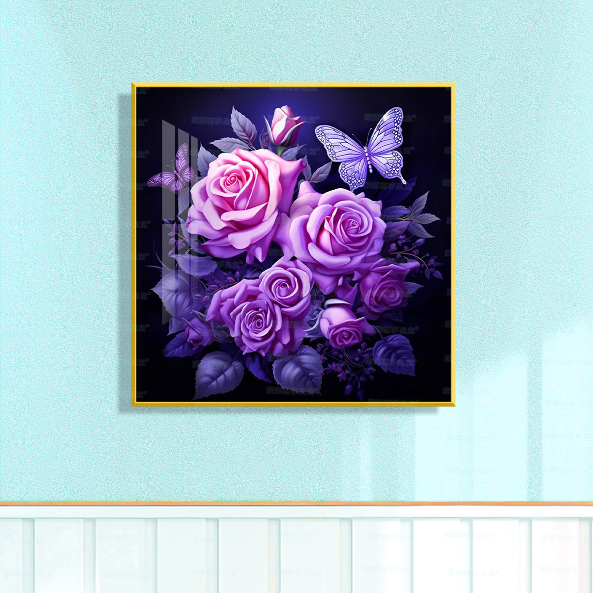 Mona Lisa rosa real púrpura mariposa amor flor flor estética bordado cruzado material de bordado fábrica al por mayor image 3