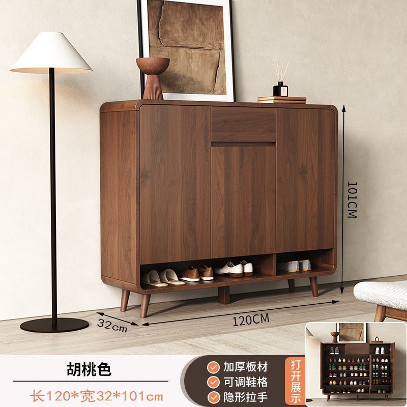 Solid Wood Shoe Cabinet New Style Home Corridor Entrance Chinese-Style Storage Cabinet Large Capacity Entryway Integrated Wall-Mounted Foyer