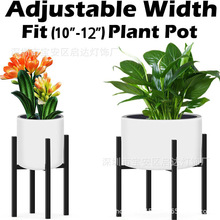 热款客厅室内式阳台铁艺花架简约植物架子十字伸缩花盆架