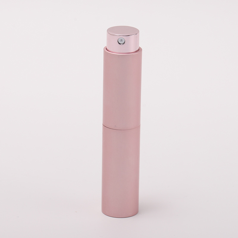10ml portátil giratoria de dos secciones retráctil perfume sub-botella vacía botella impresa logotipo botella de aerosol muestra botella de vidrio