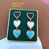 Factory live broadcast supply Mid -mysterious Blue color Byzantine style silver -needle earrings love stitching geometric earrings
