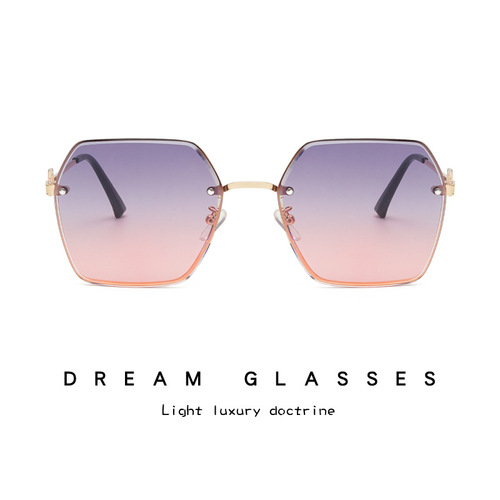 High-end edge-cut sunglasses for women  new trendy big face slimming sunglasses with UV protection and sun protection for driving