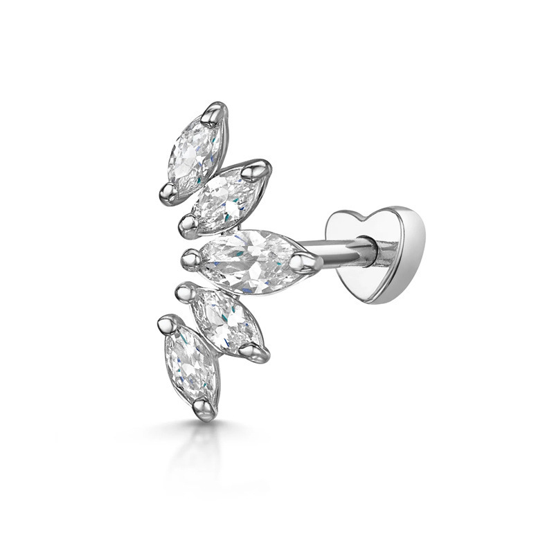 Europa y América Venta caliente s925 plata esterlina ins estilo simple diamante-incrustado personalidad cartílago piercing amor hilo piercing oído hueso uñas