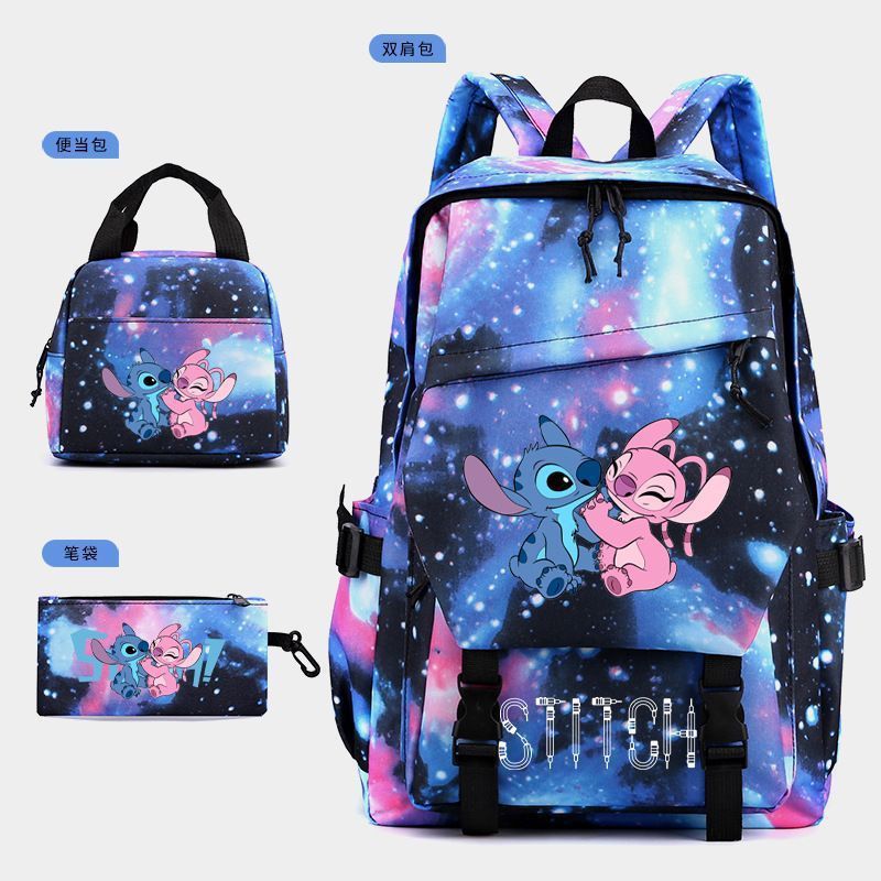 Star Baby Stitch mochila bolsas de almuerzo + bolsas de bolsillo bolsas de hombro bolsas escolares de tres piezas