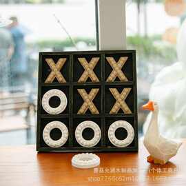 木质XO井字棋盘九宫格桌游儿童逻辑思维训练益智玩具亲子互动游戏