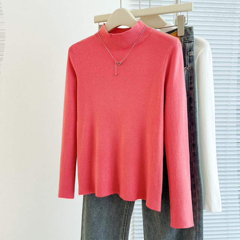 商品详情图_实拍原版半高领打底衫秋冬新款羊毛针织衫女百搭洋气