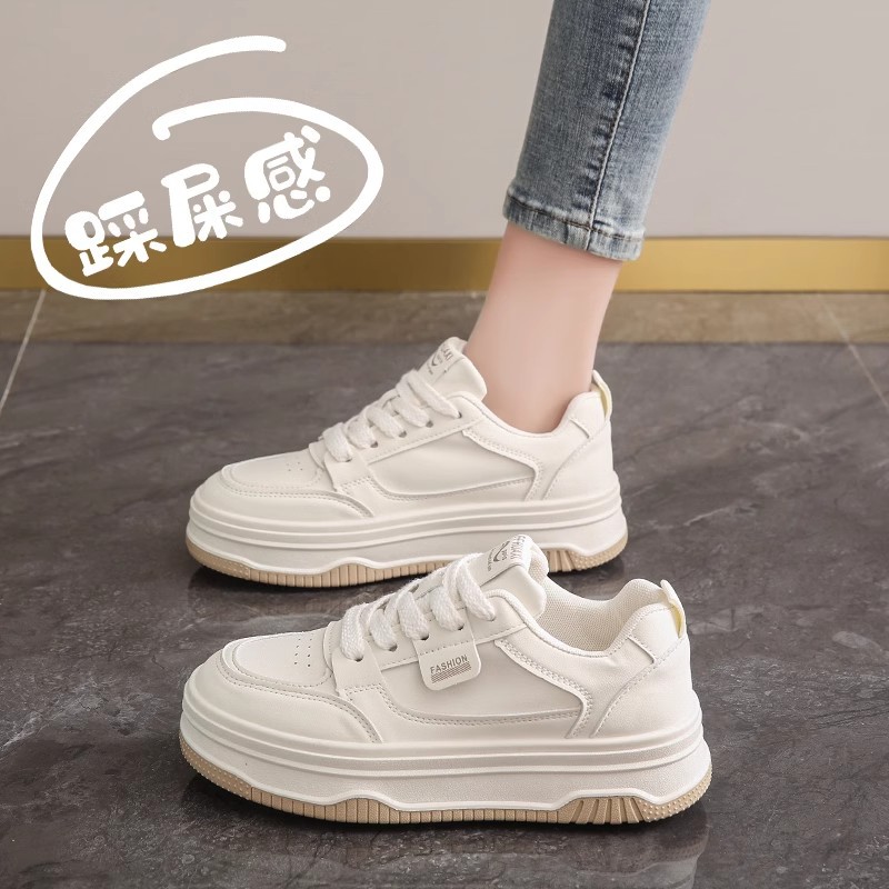 Genuine Leather Women's Shoes, Pregnant Women's White Shoes, Versatile Sneakers, Non-Slip Small Size 34, Non-Tiring Dad Sneakers for Women
