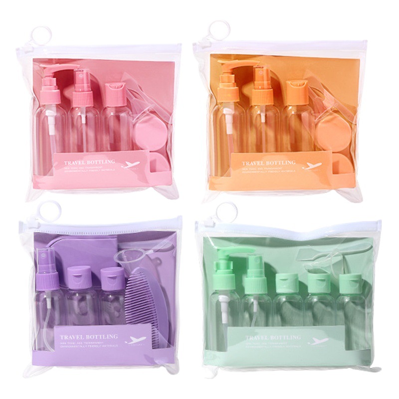 LMLTOP dopamina botella de viaje 7-piece set 50 80ml cosmética sub-botella portátil botella vacía colección