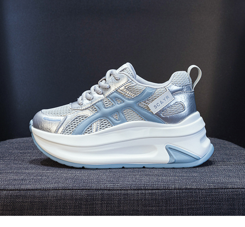 Giày sneaker nữ đế dày tăng chiều cao phong cách thể thao — M2852 be, M2852 xanh, M2852 vàng chi tiết 22