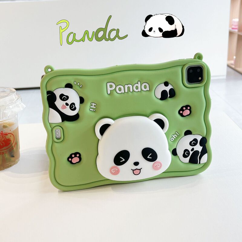 Telescopic Cute Panda Head Stand Suitable for Apple iPad 10.5inch Silicone Mini6 Anti-Fall Tablet Case